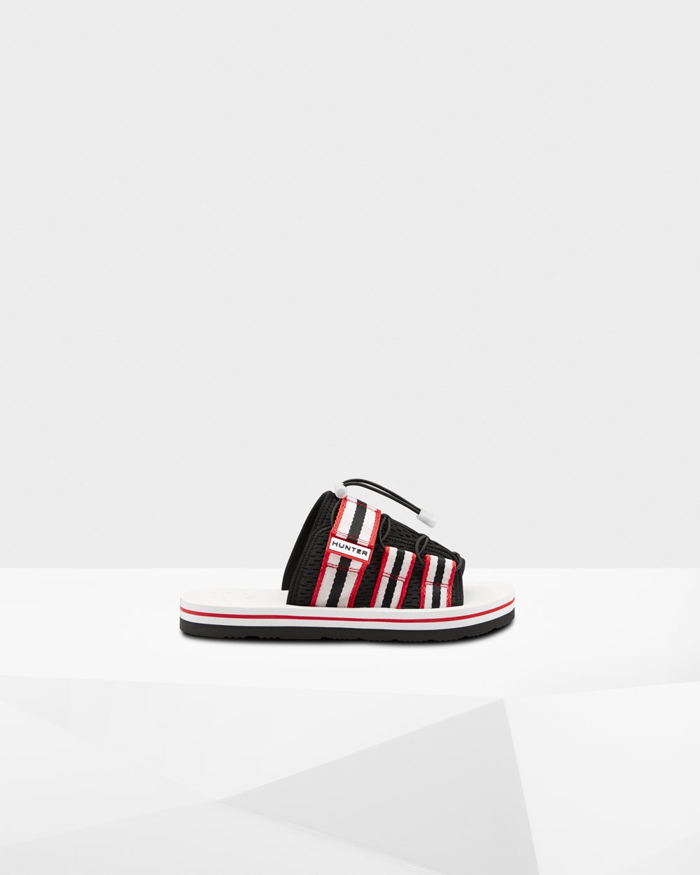 Mens Hunter Slides Black/White/Red - Original Beach - 0814967-OW